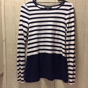 French Nautical Blue Striped Top w Bottom Panel